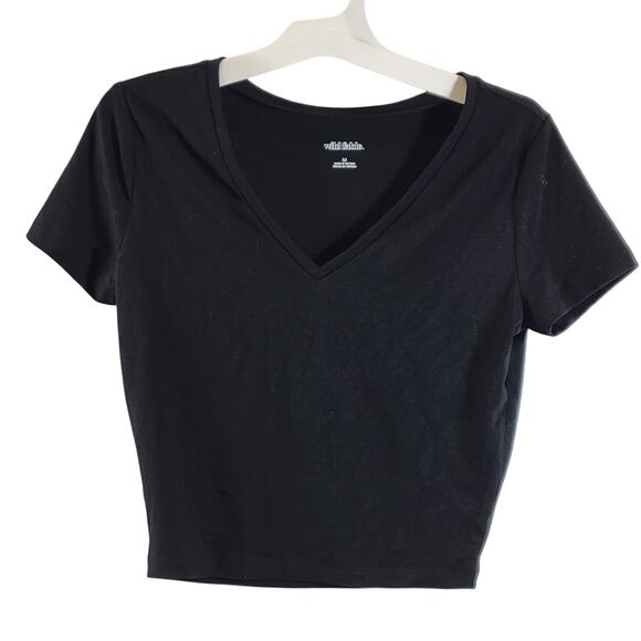 3 pack of Wild Fable Short Sleeve Crew Neck Crop Tee, Black, Size M, NWT - Picture 1 of 6